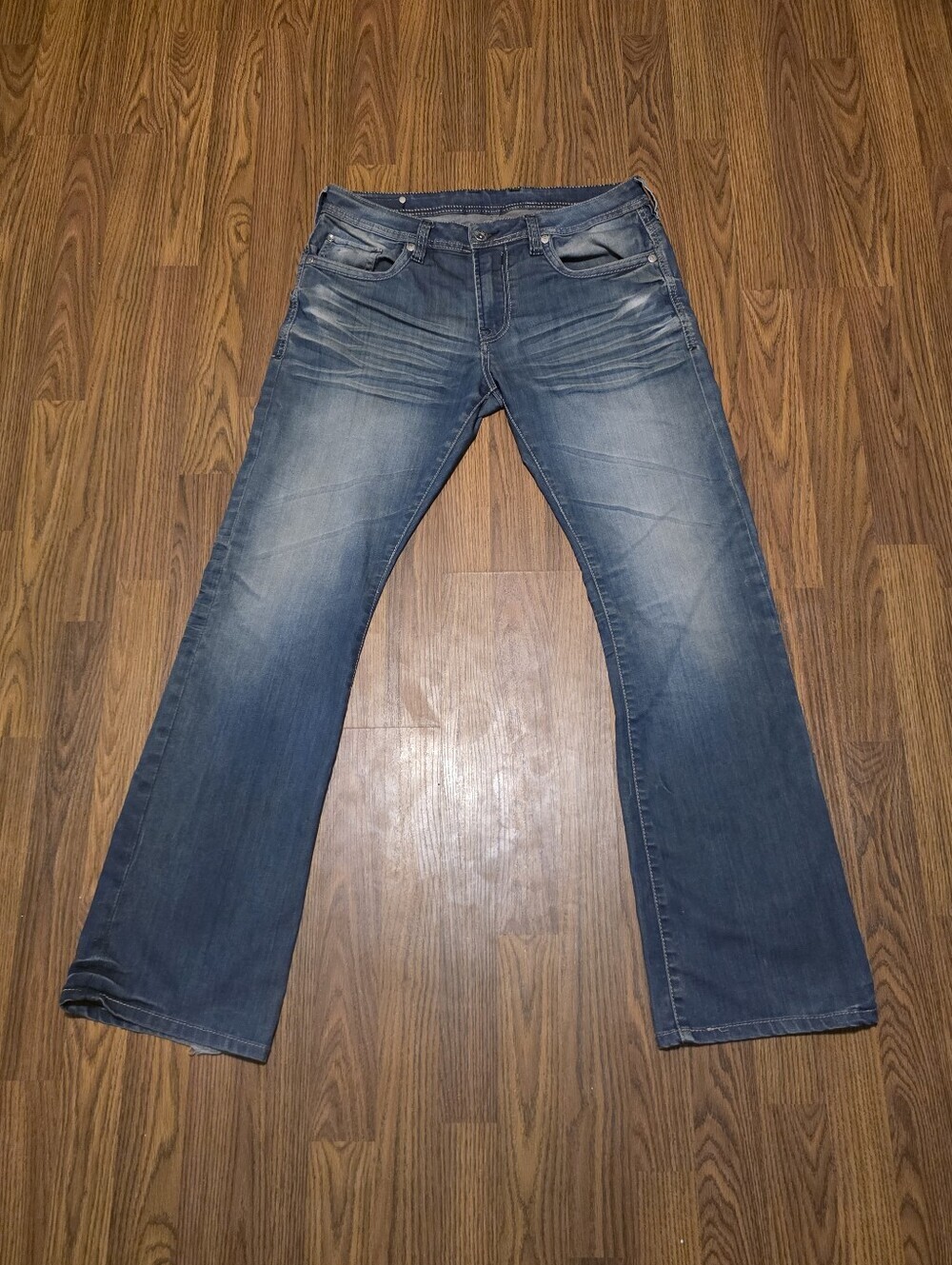 Buffalo David Bitton Mens 34 Straight Leg Blue Jeans Distressed Y2K Denim Pants